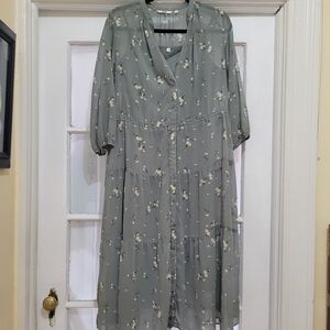 UNIQLO Chiffon Floral Print Tie Waist Dress